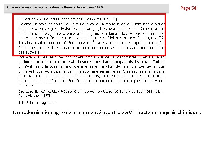 Page 58 La modernisation agricole a commencé avant la 2 GM : tracteurs, engrais