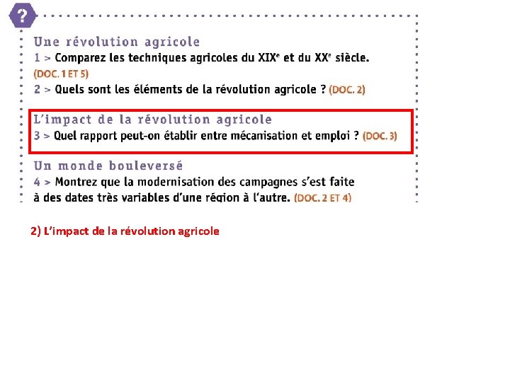 2) L’impact de la révolution agricole 