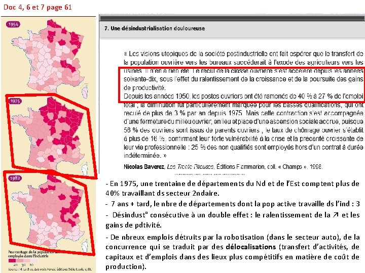 Doc 4, 6 et 7 page 61 - En 1975, une trentaine de départements