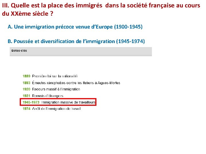 III. Quelle est la place des immigrés dans la société française au cours du