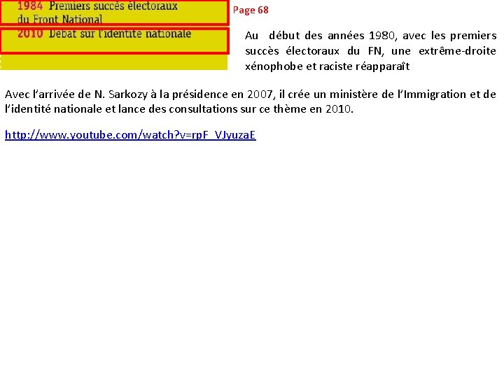 Page 68 Au début des années 1980, avec les premiers succès électoraux du FN,