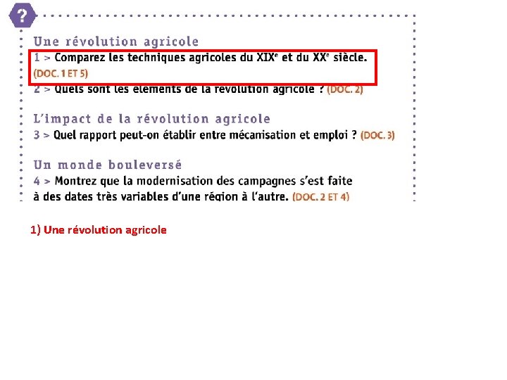 1) Une révolution agricole 