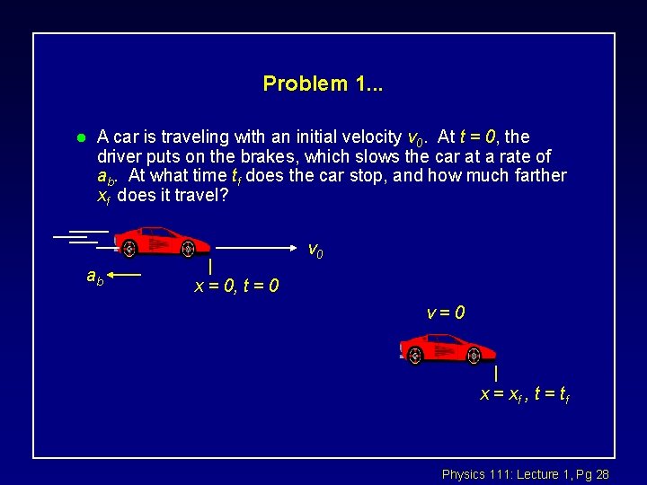 Problem 1. . . l A car is traveling with an initial velocity v