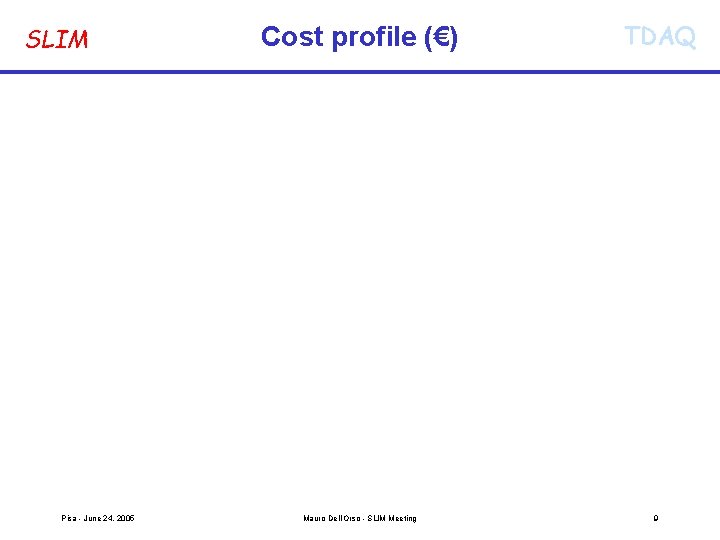 SLIM Pisa - June 24, 2005 Cost profile (€) Mauro Dell'Orso - SLIM Meeting