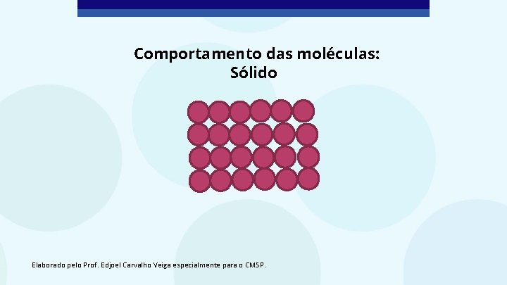 Comportamento das moléculas: Sólido Elaborado pelo Prof. Edjoel Carvalho Veiga especialmente para o CMSP.