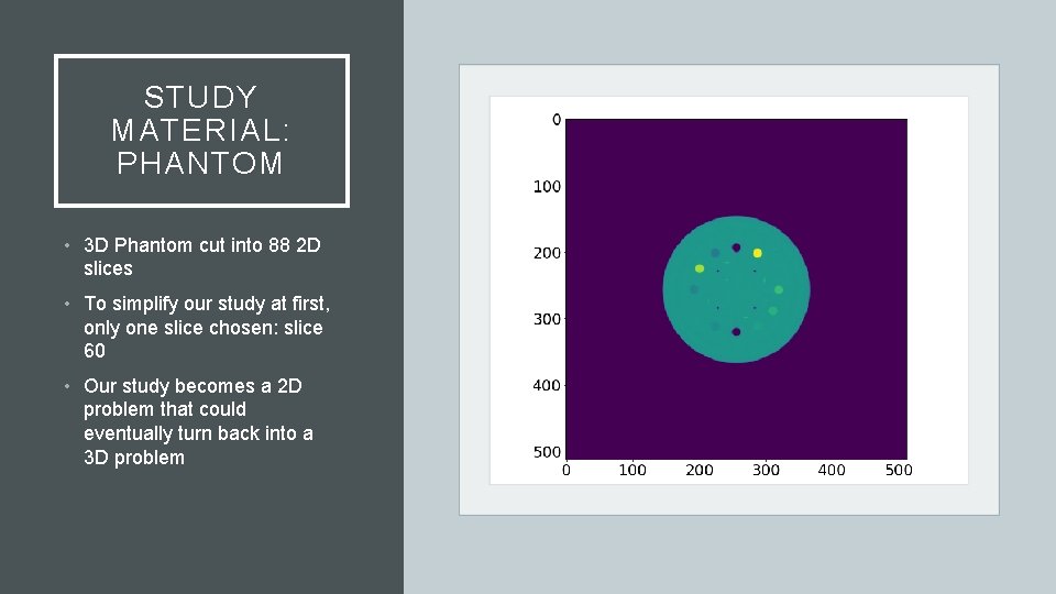 STUDY MATERIAL: PHANTOM • 3 D Phantom cut into 88 2 D slices •