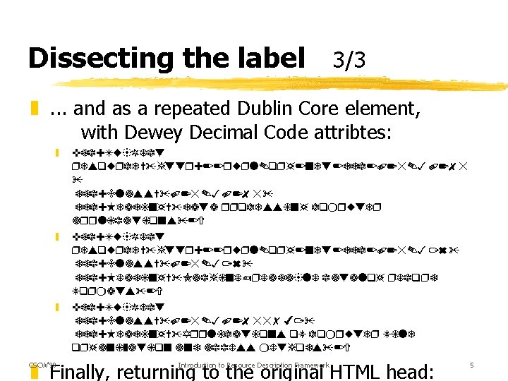 Dissecting the label 3/3 z. . . and as a repeated Dublin Core element,
