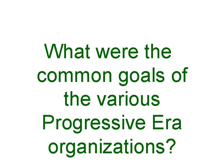 What were the common goals of the various Progressive Era organizations? 