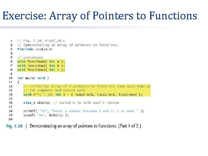 Exercise: Array of Pointers to Functions 