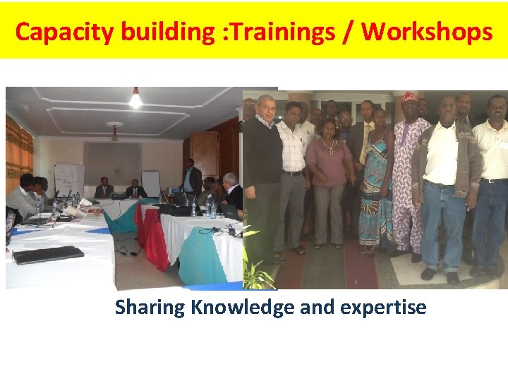 Capacity building : Trainings / Workshops Sharing Knowledge and expertise 