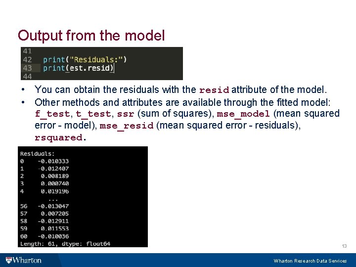 WHARTON RESEARCH DATA SERVICES OLS Regression in Python