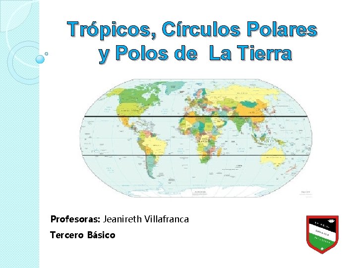 Trópicos, Círculos Polares y Polos de La Tierra Profesoras: Jeanireth Villafranca Tercero Básico 