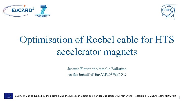 Optimisation of Roebel cable for HTS accelerator magnets Jerome Fleiter and Amalia Ballarino on