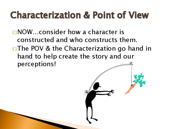 Characterization & Point of View � NOW…consider how a character is constructed and who