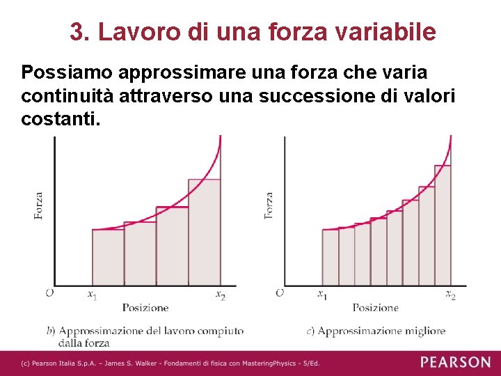 3. Lavoro di una forza variabile Possiamo approssimare una forza che varia continuità attraverso 3. Lavoro di una forza variabile Possiamo approssimare una forza che varia continuità attraverso
