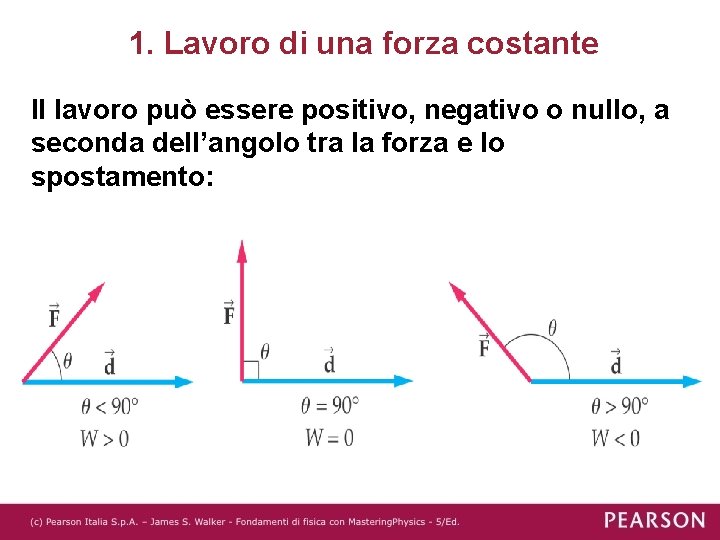 1. Lavoro di una forza costante Il lavoro può essere positivo, negativo o nullo, 1. Lavoro di una forza costante Il lavoro può essere positivo, negativo o nullo,