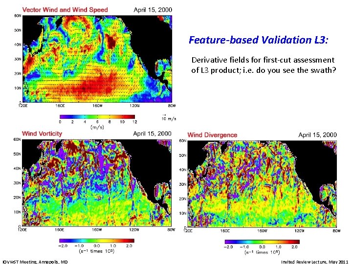 Feature-based Validation L 3: Derivative fields for first-cut assessment of L 3 product; i.