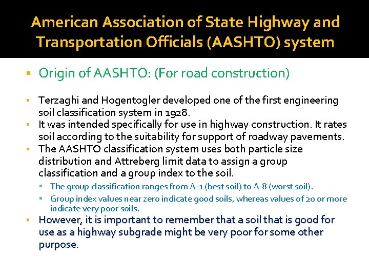 American Association of State Highway and Transportation Officials (AASHTO) system § Origin of AASHTO: