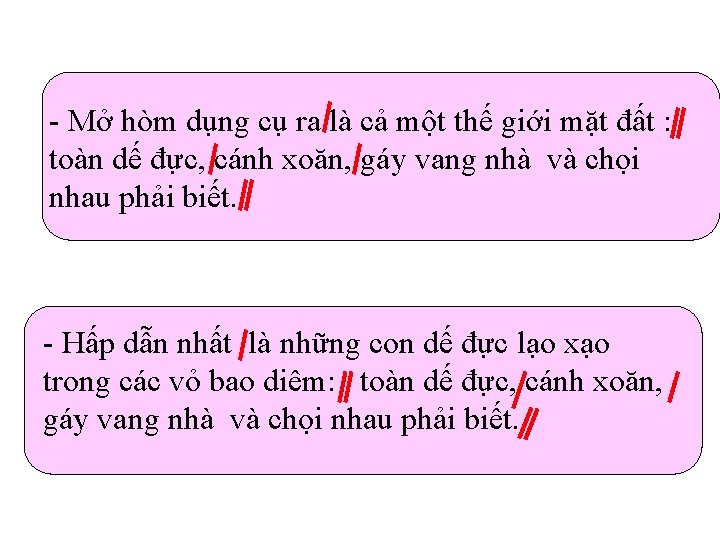 - Mở hòm dụng cụ ra là cả một thế giới mặt đất :