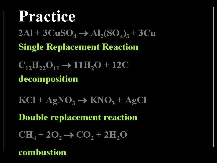Practice 2 Al + 3 Cu. SO 4 Al 2(SO 4)3 + 3 Cu