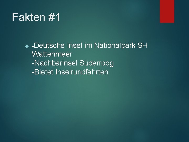 Fakten #1 -Deutsche Insel im Nationalpark SH Wattenmeer -Nachbarinsel Süderroog -Bietet Inselrundfahrten 