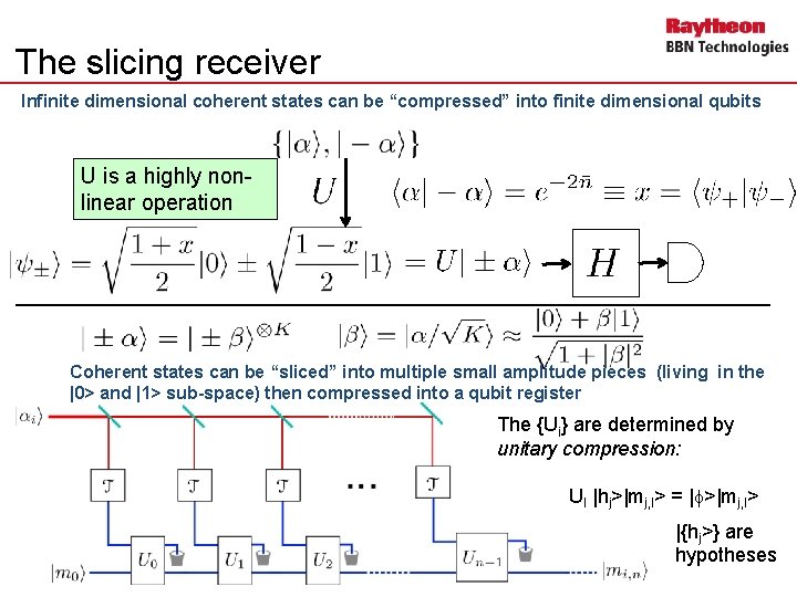 The slicing receiver Infinite dimensional coherent states can be “compressed” into finite dimensional qubits
