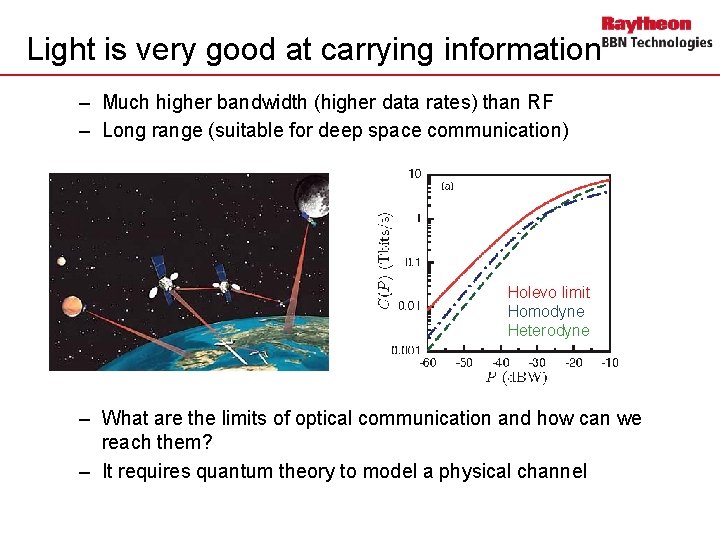 Light is very good at carrying information – Much higher bandwidth (higher data rates)