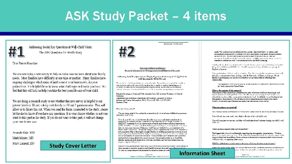 ASK Study Packet – 4 items #1 #2 Study Cover Letter Information Sheet 