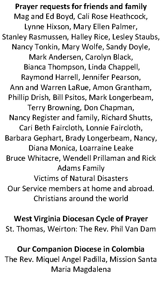 Prayer requests for friends and family Mag and Ed Boyd, Cali Rose Heathcock, Lynne