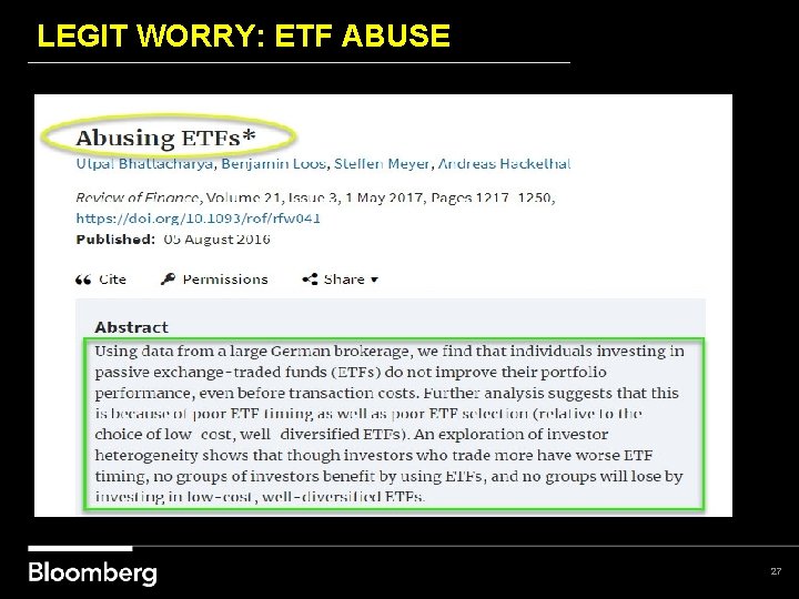 LEGIT WORRY: ETF ABUSE 27 