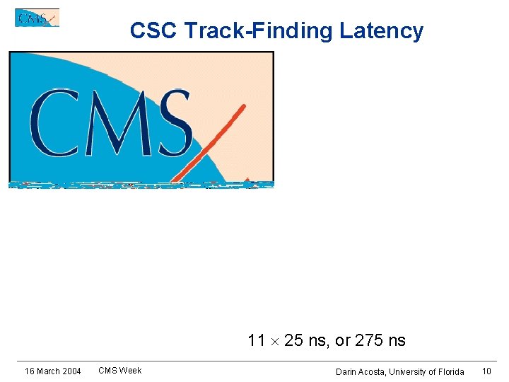CSC Track-Finding Latency 11 25 ns, or 275 ns 16 March 2004 CMS Week