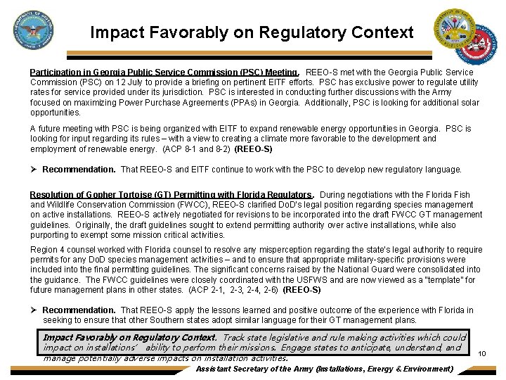 Impact Favorably on Regulatory Context Participation in Georgia Public Service Commission (PSC) Meeting. REEO-S