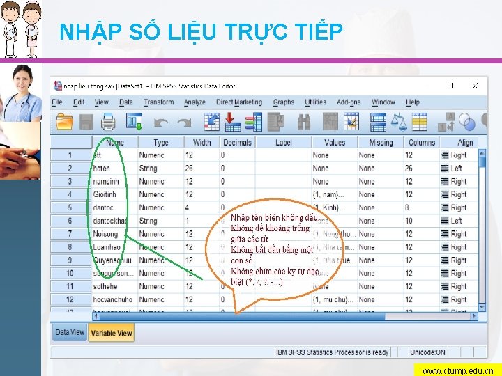 NHẬP SỐ LIỆU TRỰC TIẾP http: //dichvudanhvanban. com www. ctump. edu. vn 