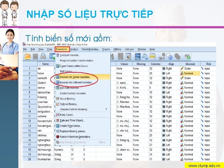 NHẬP SỐ LIỆU TRỰC TIẾP Tính biến số mới gồm: http: //dichvudanhvanban. com www.