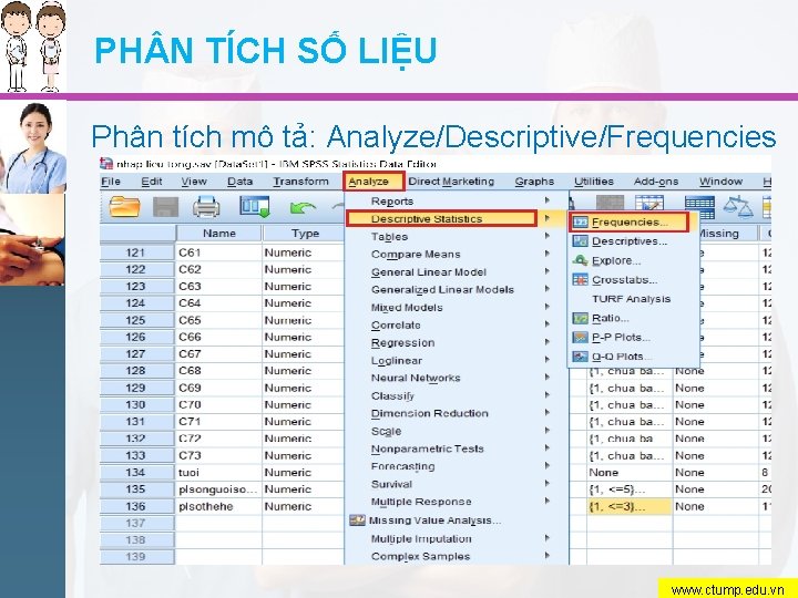 PH N TÍCH SỐ LIỆU Phân tích mô tả: Analyze/Descriptive/Frequencies http: //dichvudanhvanban. com www.