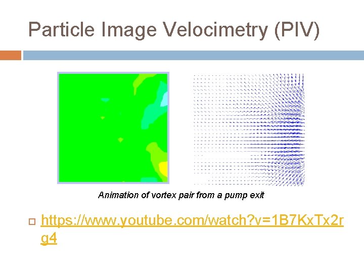 Particle Image Velocimetry (PIV) Animation of vortex pair from a pump exit https: //www.