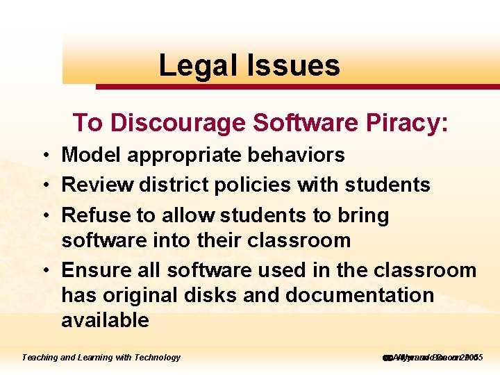 to to edit Legal Master Issues title style To Discourage Software Piracy: • Model