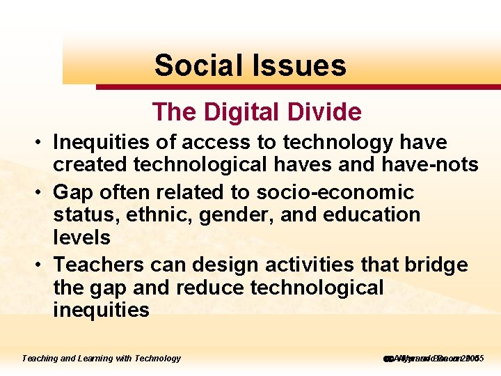 to to edit Social Master Issues title style The Digital Divide • Inequities of