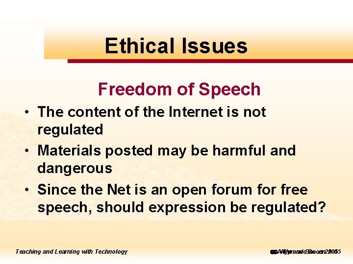 to to edit Ethical Master Issues title style Freedom of Speech • The content