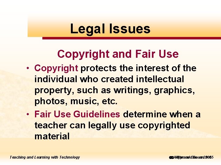 to to edit Legal Master Issues title style Copyright and Fair Use • Copyright