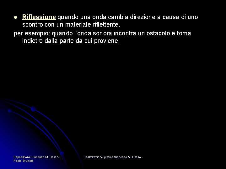 Riflessione quando una onda cambia direzione a causa di uno scontro con un materiale