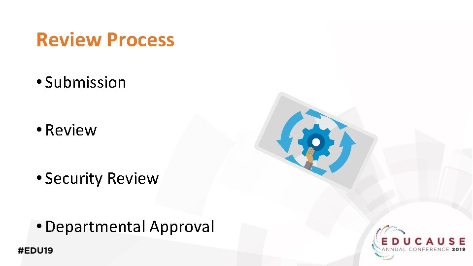 Review Process • Submission • Review • Security Review • Departmental Approval 