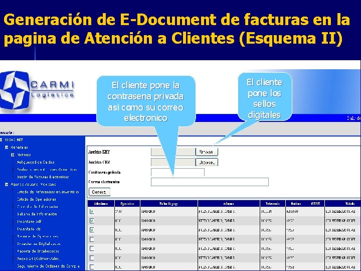 Generación de E-Document de facturas en la pagina de Atención a Clientes (Esquema II)