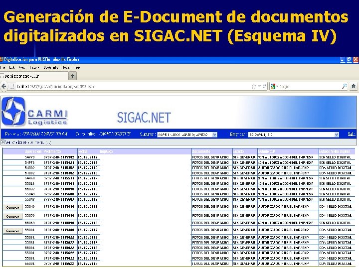 Generación de E-Document de documentos digitalizados en SIGAC. NET (Esquema IV) 