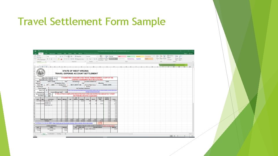 Travel Settlement Form Sample 
