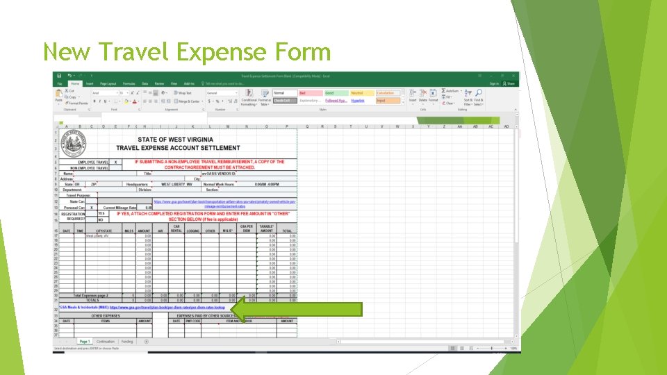 New Travel Expense Form 