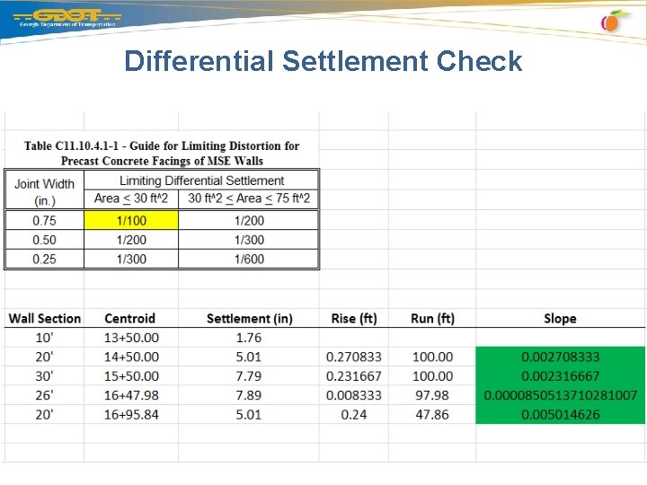 Differential Settlement Check 