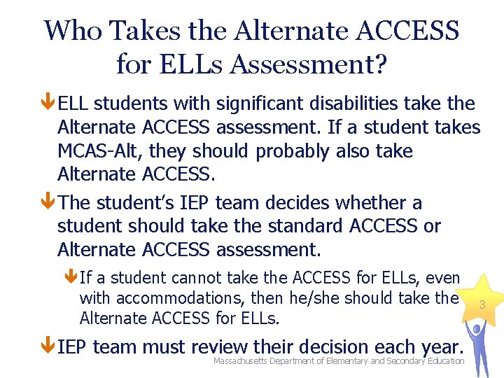 Who Takes the Alternate ACCESS for ELLs Assessment? ELL students with significant disabilities take