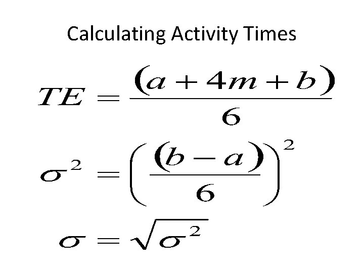 Calculating Activity Times 