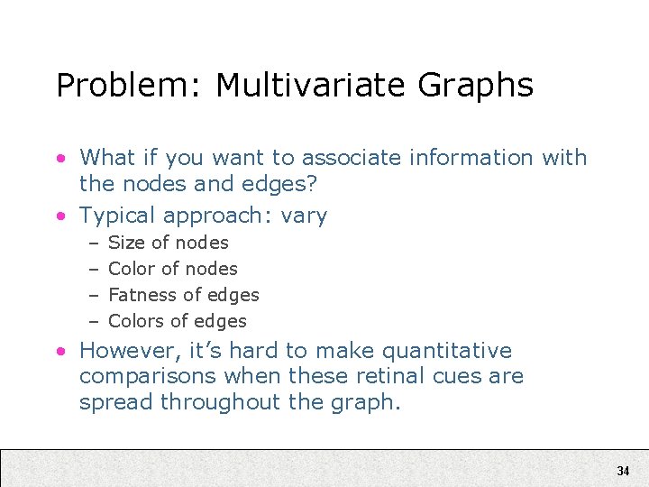 Problem: Multivariate Graphs • What if you want to associate information with the nodes